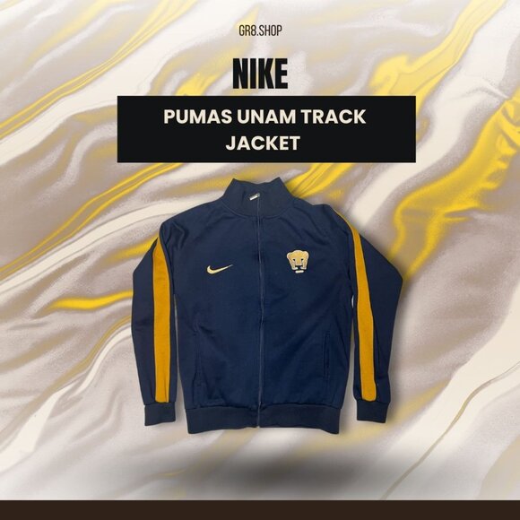 Nike Pumas UNAM Track Jacket Navy/Gold Size M Full-Zip Sportswear Made In Vietna - Picture 1 of 5